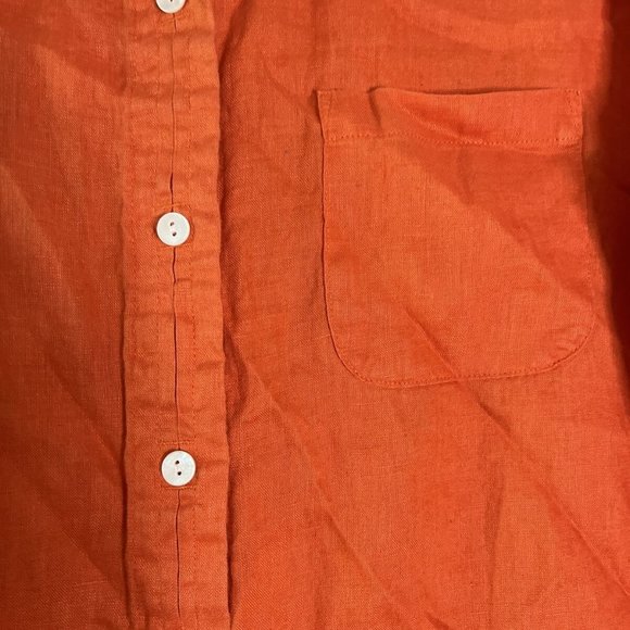 J. JILL LOVE LINEN Shirt Button Down Collared Long Sleeve Orange Size L - Picture 4 of 6